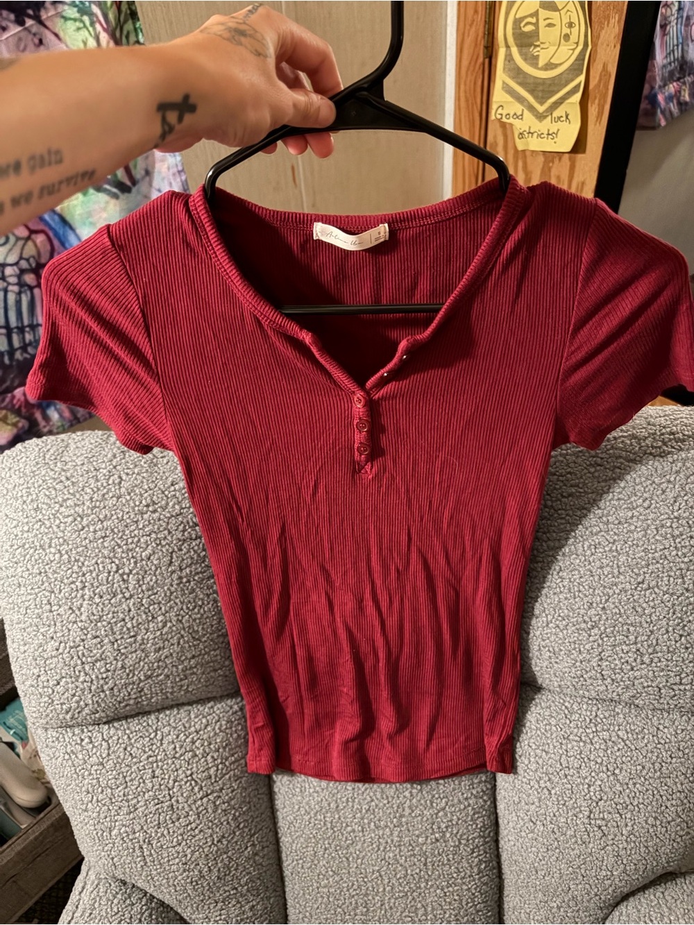 Active USA Ribbed Deep Maroon Tee